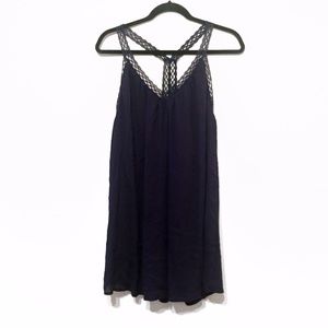 Lush Navy Blue Crochet Dress